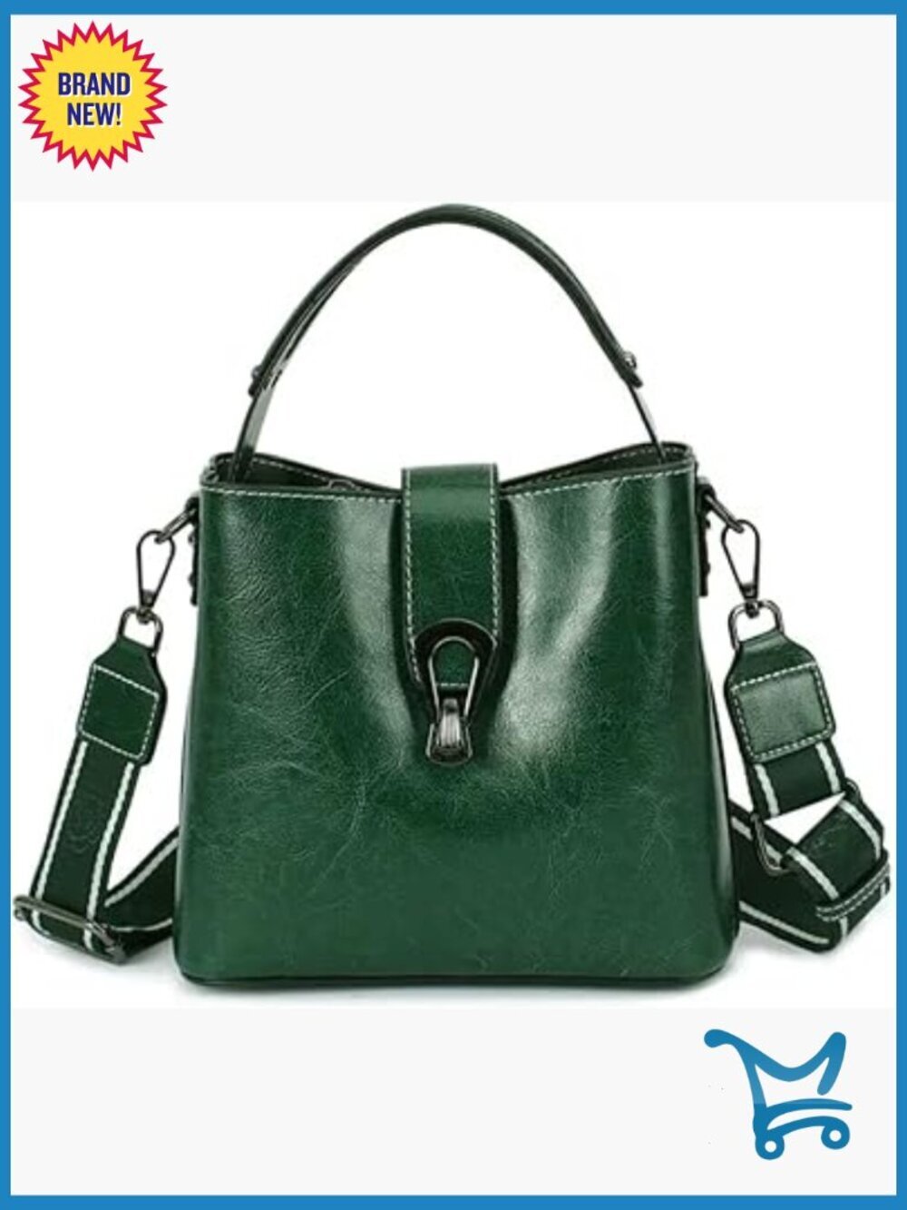 Genuine Leather Crossbody Hobo Bag with Top Handle & 2 Straps